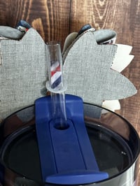 Image 4 of Fourth of July Memorial Day Patrotic Red White and Blue Tumbler Straw Topper Bow