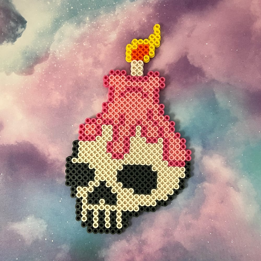 Image of Candle Skull Perler Kandi Wall Decor