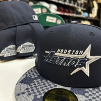 Image 1 of New Era 59Fifty Navy Denim Pattern 2 Tone