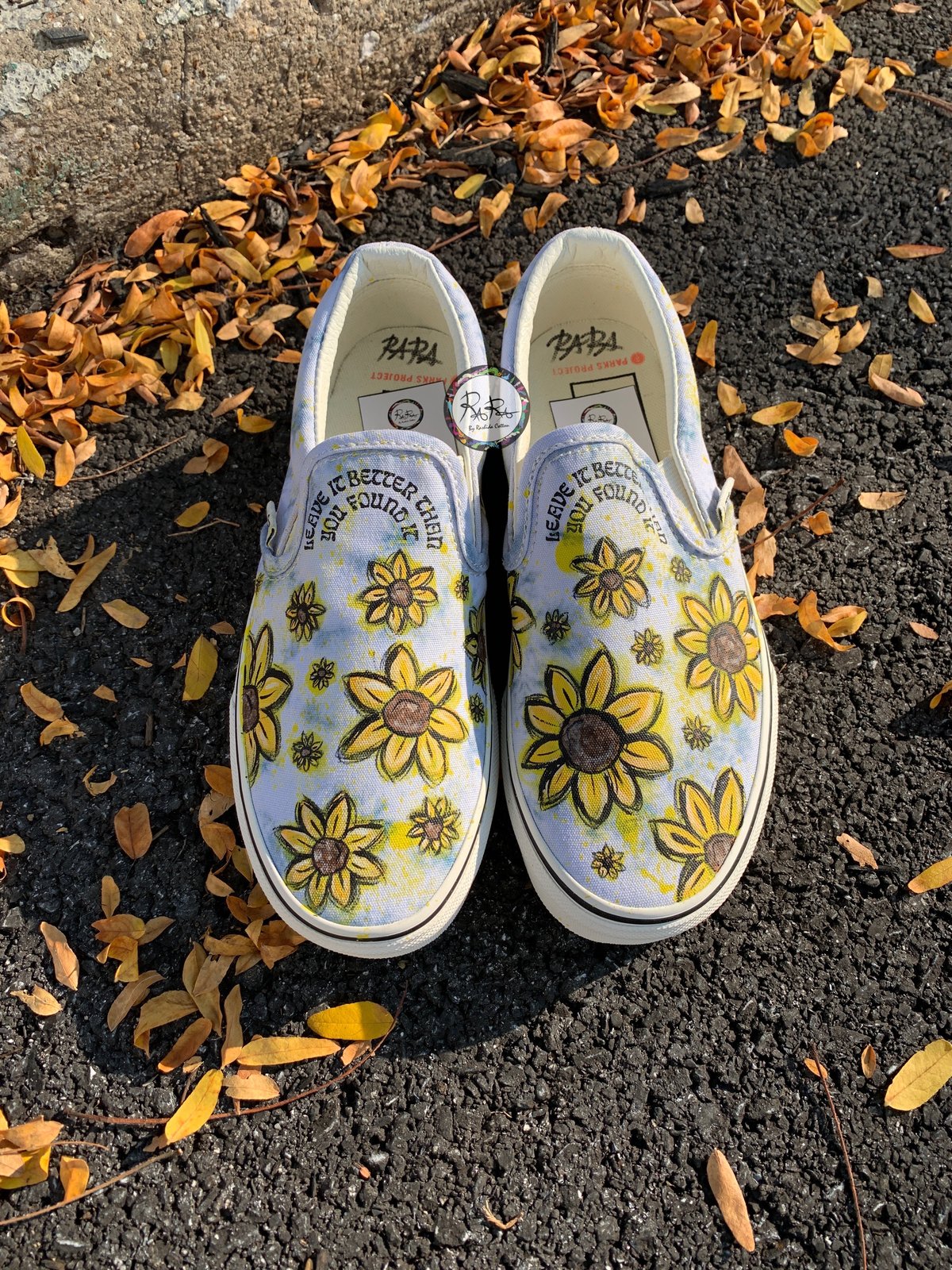 White slip on vans with clearance sunflowers