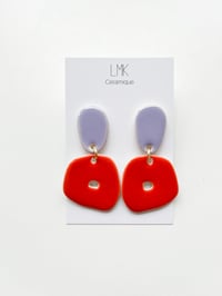 Paire de boucles d'oreilles céramique GALETA PERCA lavande et orange sanguine 