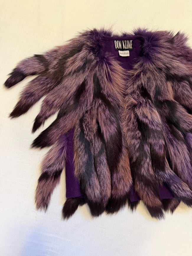 incredible early 70s purple fur foxtail vest waistcoat henri bendel couture 