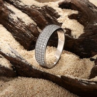 Image 4 of Newshe 925 Sterling Silver Wedding Band 7mm Width with 4 Row 84 Round Cut 5A Zircon Engagement Ring 