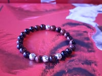 Image 5 of Mahogany Red Tiger Eye/Sterling Silver Bracelet /Men Stretch Bracelet