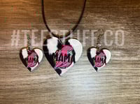 Image 2 of Cowhide Mama Heart Shaped Necklace And Earring Set