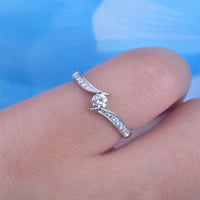 Image 3 of Huitan Classical 925 Sterling Silver Rings for Women Gorgeous Brief Eternal Wedding Bridal Jewelry S