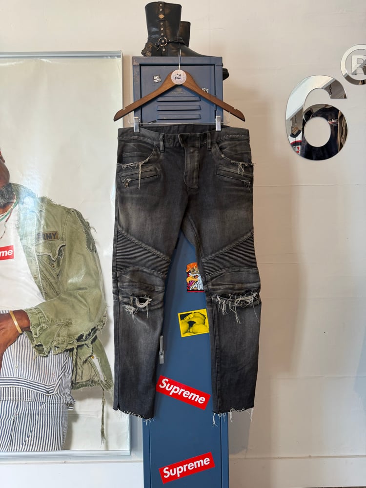 Image of Balmain Moto Biker Denim