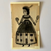 Villager with striped cottage skirt - folk figure 