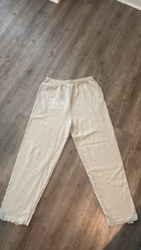 Image 2 of OPEN BOTTOM SWEATPANTS DISTRESSED (CREAM)