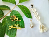 Image 4 of Taupe Boho Chic Gift Box. Gift Set For Bohemian Lady. Linen Scarf Crystal Necklace