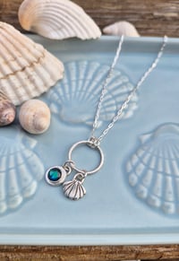 Image 3 of Blue Abalone and Shell Charm Necklace 