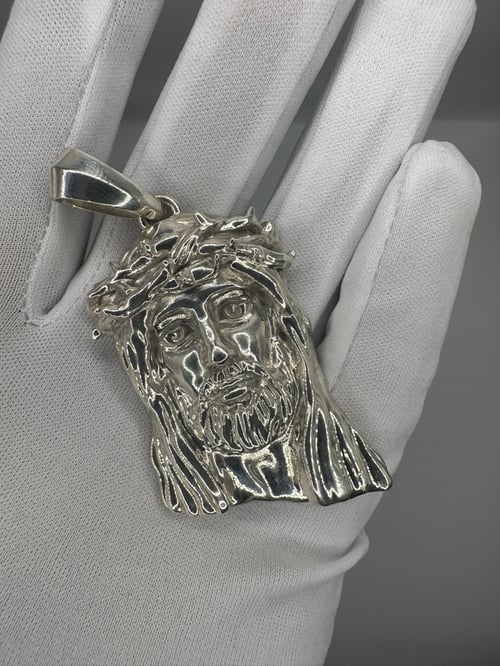 Image of Rare Heavy Sterling Silver Custom Jesus Piece Pendant 