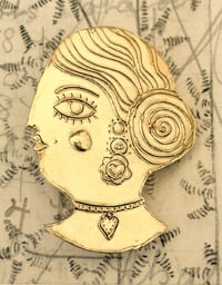 Image 1 of Pretty Brass Lady Brooch 