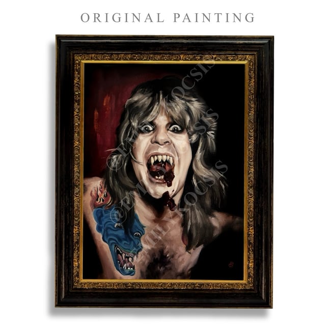 Original 12x16 Painting // Framed Original Painting Ozzy Osbourne 1980s in Oil