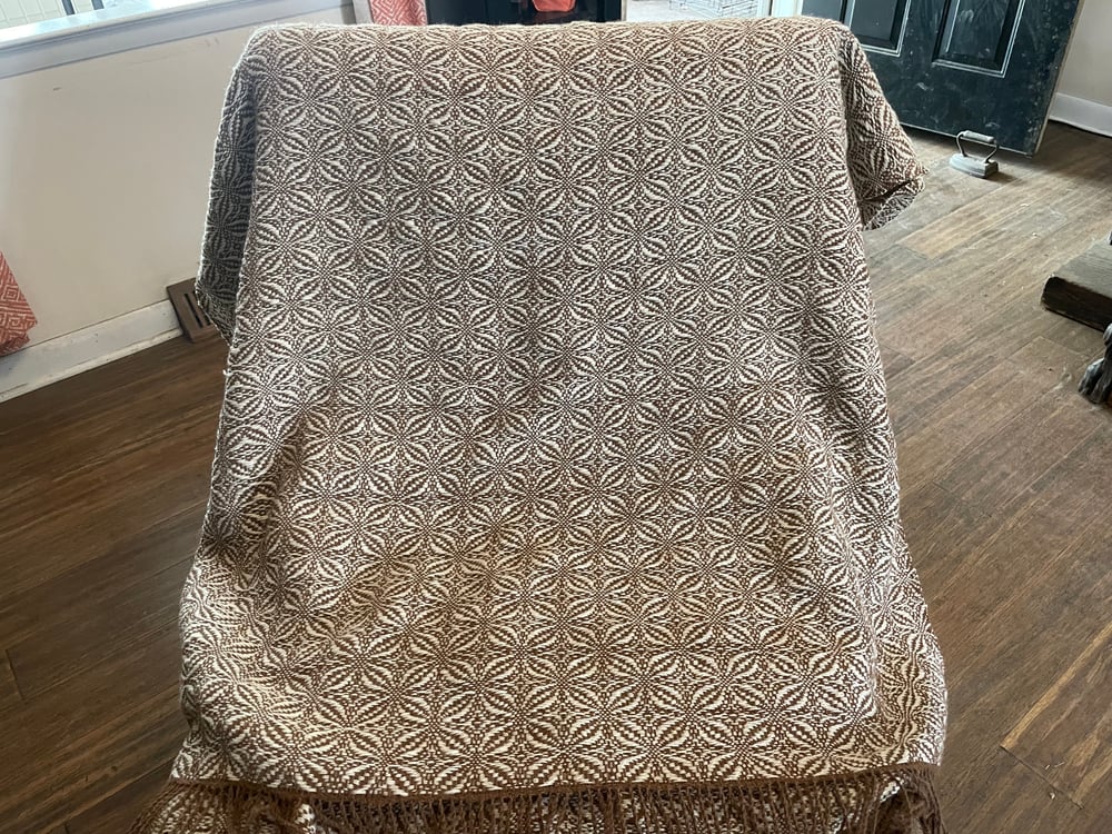 Image of Handwoven Alpaca/Wool Throw “Brown White Pedals