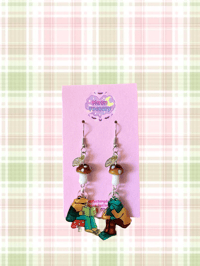 Image 2 of Froggy and Toad Mushroom Earrings