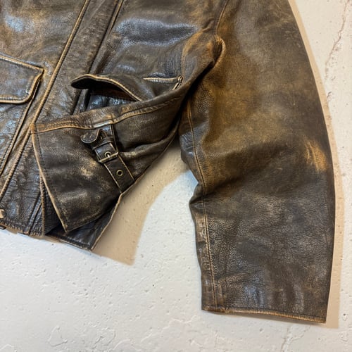 Image of 1990s Cropped Heavyweight Leather Jacket, Size Large