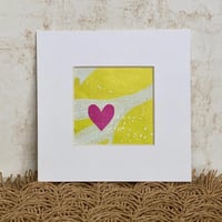 Image 1 of Mini Collage ~ Fuchsia Heart, Chartreuse & White ~ 4x4 Inch Mat