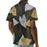Image 3 of Men's Pique Kalo in Black Print Collard Shirt