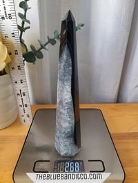 Image 4 of 7" Black Onyx Agate Tower Natural Healing Crystal 2 Styles