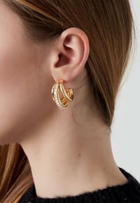 Image 4 of Triple Diamond Huggie Earrings