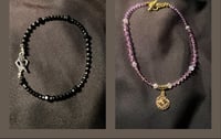 Image 1 of (SOLD) Custom Anklets-Amethyst and Black Obsidian