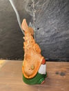 Speckled Camel and Green Ceramic Decorative Fishing Gnome Incense Burner