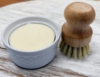 Image 1 of Tallow soap in a dish with brush 6oz