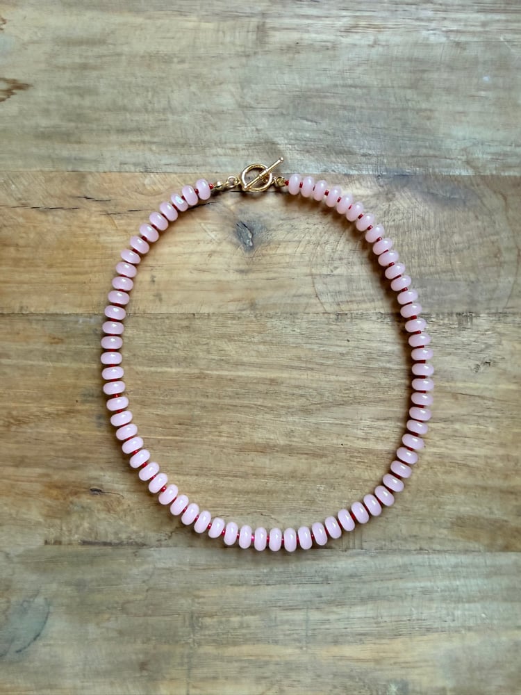 Image of Light Pink Stone Beaded Necklace
