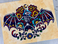 Image 1 of Traditional Tattoo Bat Skeleton Art Print 