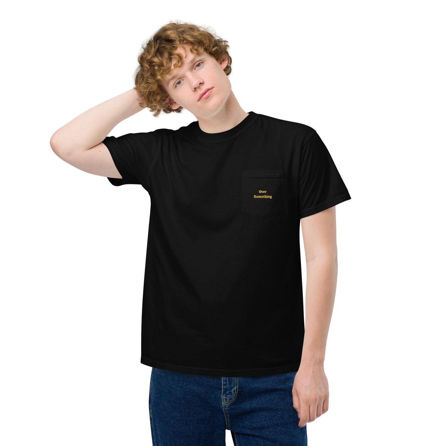 Image of "Over Something" Unisex garment-dyed pocket t-shirt