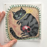 Image 4 of Small square art print -pregnant cat 
