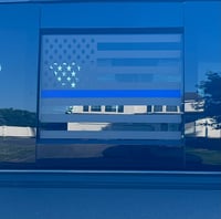 Image 1 of 2019-2022 Chevy Silverado Sliding Window Thin Line American Flag