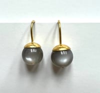 Image 1 of Hammered Dome 22K Moonstone Earrings