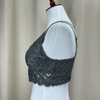 Image 3 of ANEMONE gray lace double strap bralette bra 