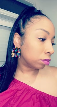 Image 1 of Kyeren square rhinestone earrings 