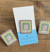 Image 2 of Square Love Granny Square Enamel Pin 