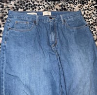 Image 3 of (34) Wide leg relaxed blue jeans