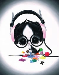 Headphones Artist Tuxedo Cat Art Print