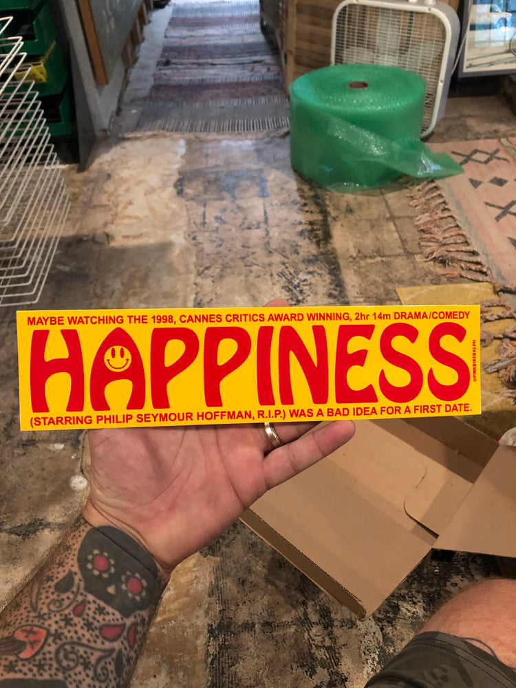 Image of HAPPINESS - 12x3 Bumper Sticker