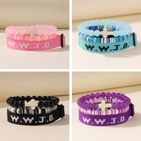 Image 1 of 3pc what would jesus do wwjd bracelets women men cross hwlf bracelet he would love first pink elevat