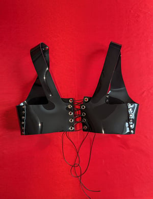 Image of Spiked Micro Vest in black PVC (Size XS - M)