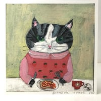 Image 1 of Small square art print-beans on toast 