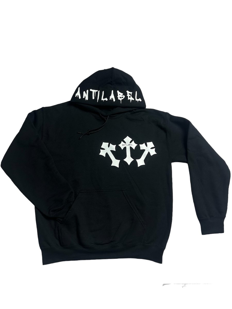 Image of TRIPLE CROSS HOODIE - BLACK