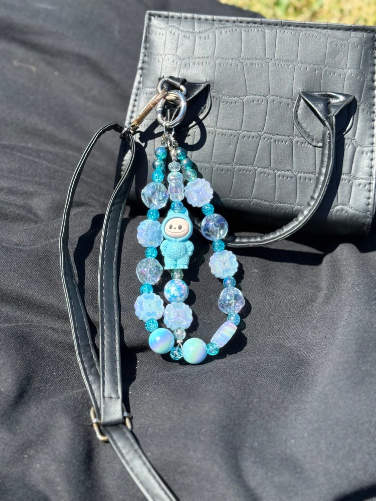 Image of Double Labubu Bag Charm- Blue 