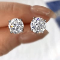 Image 1 of Full Diamond 4MM Earrings