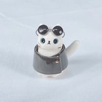 Image 1 of White Cat With Gojo Outfit Ceramic Figurine 