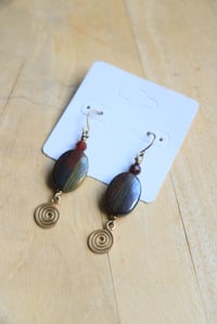 Image 3 of Tiger Iron x Spiral Brass Earrings