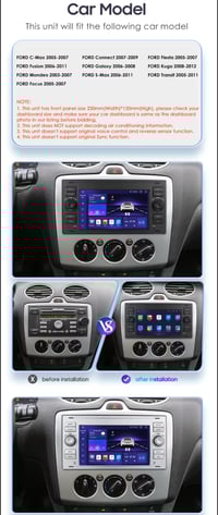 Image 11 of Android Headunit CarPlay Sat-Nav Ford Focus Fiesta Transit Kuga C/S-Max Galaxy Stereo Radio WIFI BT 