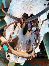 Image 3 of Desert Coyote Jaw Bone Copper Electroformed Statement Necklace 